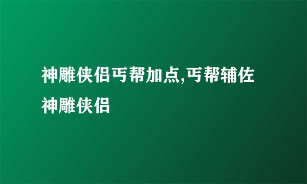 神雕侠侣丐帮加点,丐帮辅佐神雕侠侣