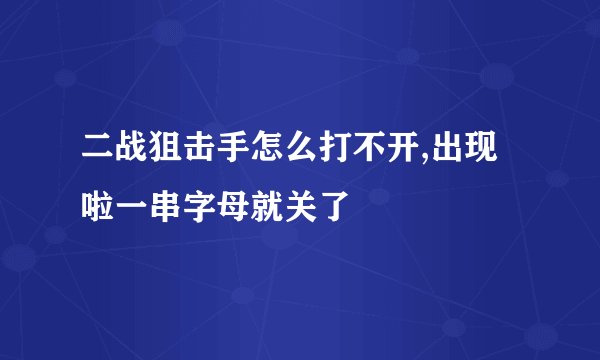 二战狙击手怎么打不开,出现啦一串字母就关了