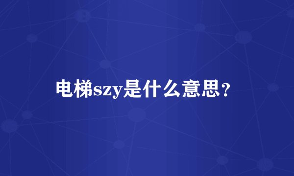 电梯szy是什么意思？