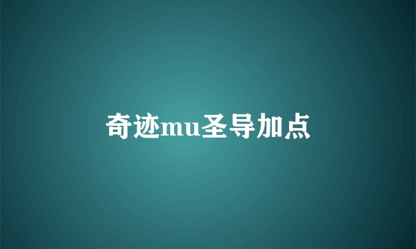 奇迹mu圣导加点