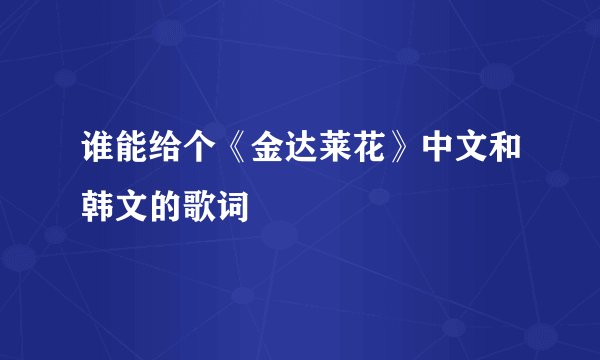 谁能给个《金达莱花》中文和韩文的歌词