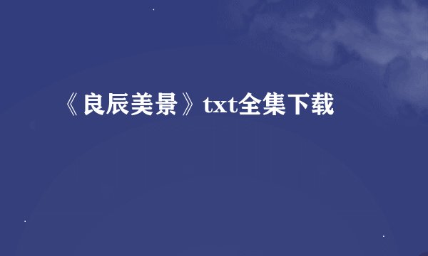 《良辰美景》txt全集下载