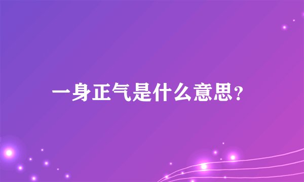 一身正气是什么意思？