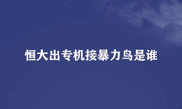 恒大出专机接暴力鸟是谁