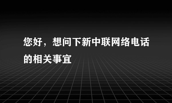您好，想问下新中联网络电话的相关事宜