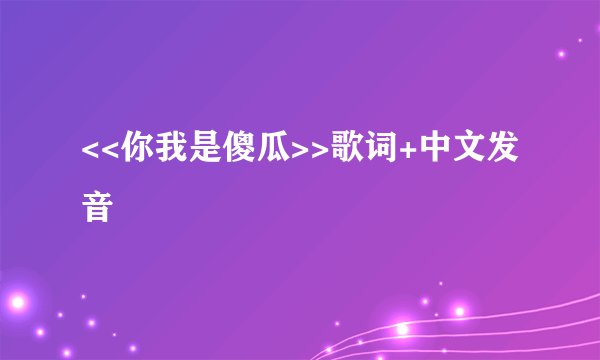 <<你我是傻瓜>>歌词+中文发音