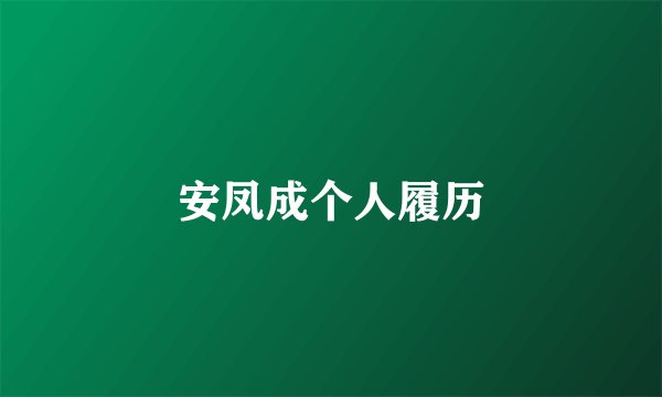 安凤成个人履历
