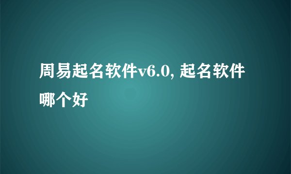 周易起名软件v6.0, 起名软件哪个好