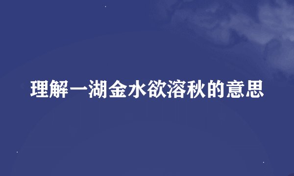 理解一湖金水欲溶秋的意思