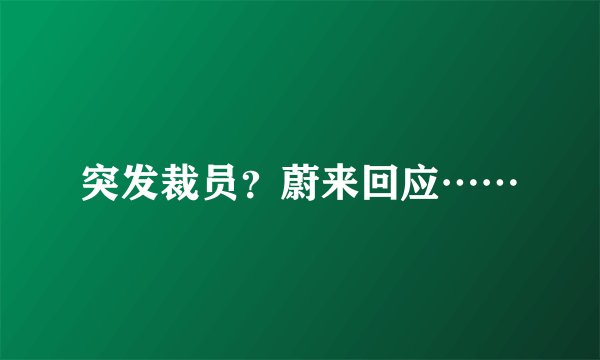 突发裁员？蔚来回应……