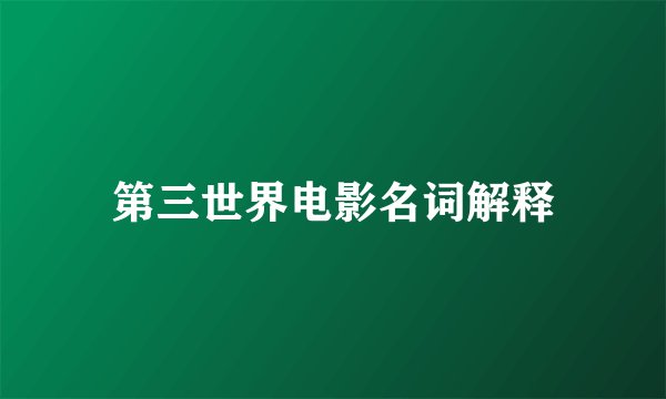 第三世界电影名词解释