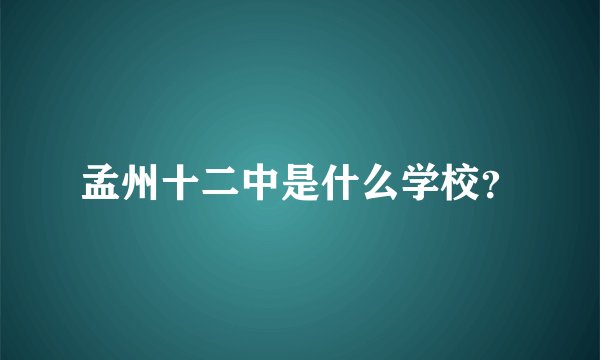 孟州十二中是什么学校？