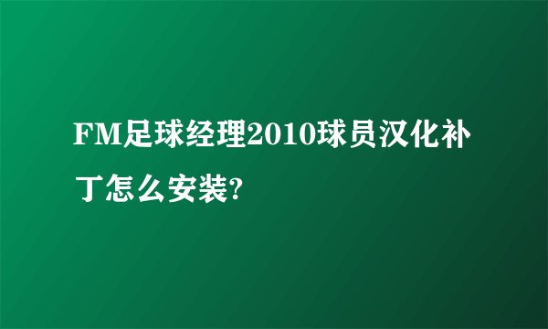 FM足球经理2010球员汉化补丁怎么安装?