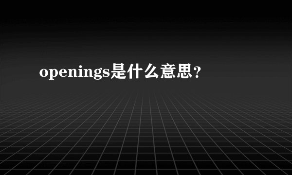 openings是什么意思？