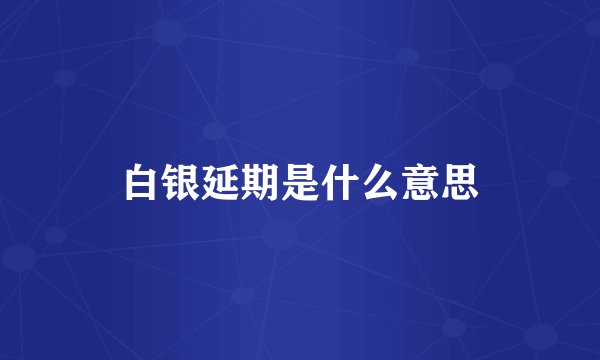 白银延期是什么意思