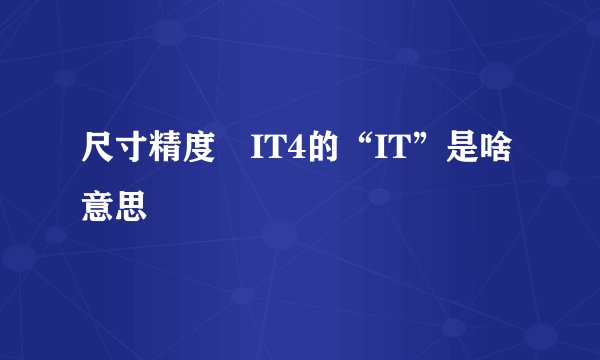 尺寸精度 IT4的“IT”是啥意思