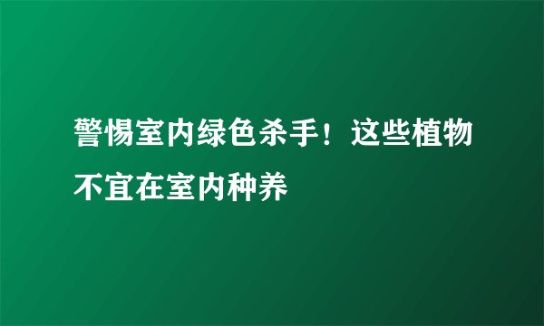 警惕室内绿色杀手！这些植物不宜在室内种养