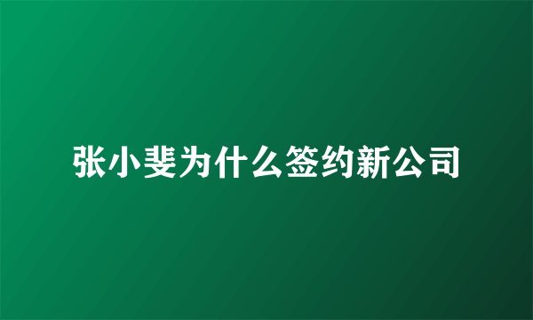 张小斐为什么签约新公司