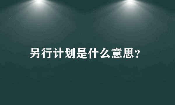 另行计划是什么意思？