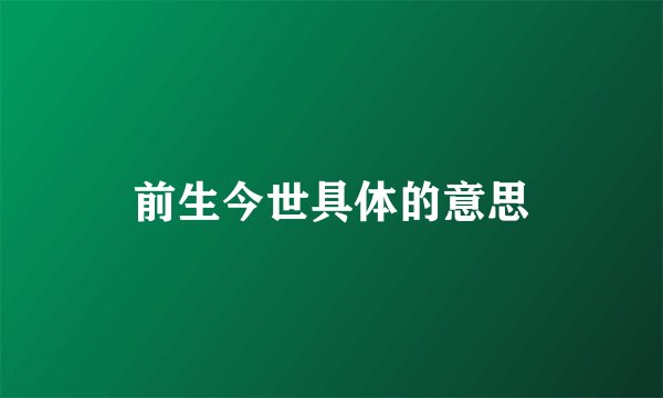 前生今世具体的意思