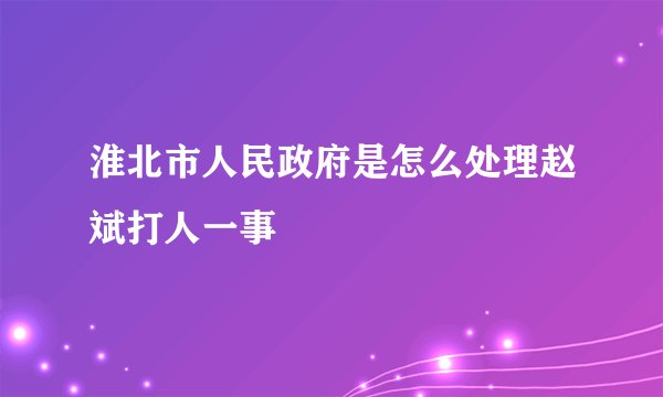 淮北市人民政府是怎么处理赵斌打人一事