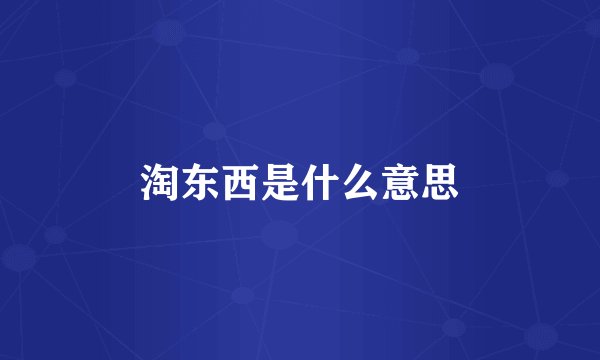 淘东西是什么意思