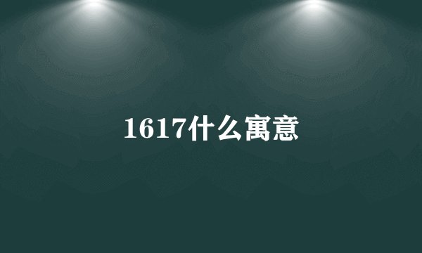 1617什么寓意