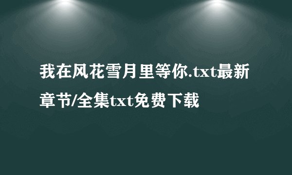 我在风花雪月里等你.txt最新章节/全集txt免费下载