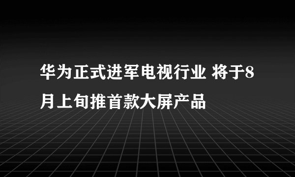 华为正式进军电视行业 将于8月上旬推首款大屏产品