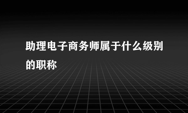助理电子商务师属于什么级别的职称