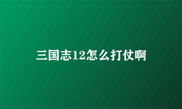 三国志12怎么打仗啊