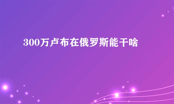 300万卢布在俄罗斯能干啥
