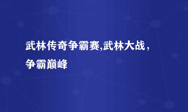 武林传奇争霸赛,武林大战，争霸巅峰