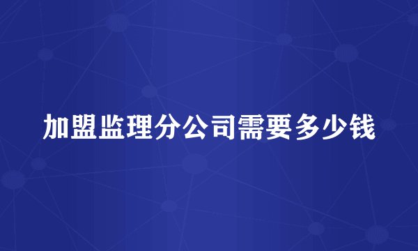 加盟监理分公司需要多少钱