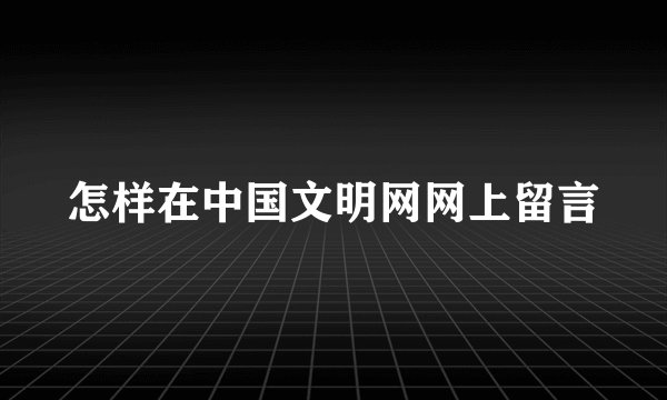 怎样在中国文明网网上留言