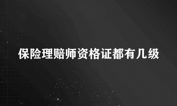 保险理赔师资格证都有几级