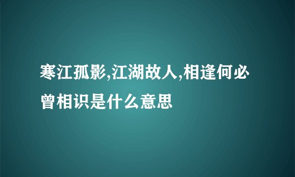 寒江孤影,江湖故人,相逢何必曾相识是什么意思