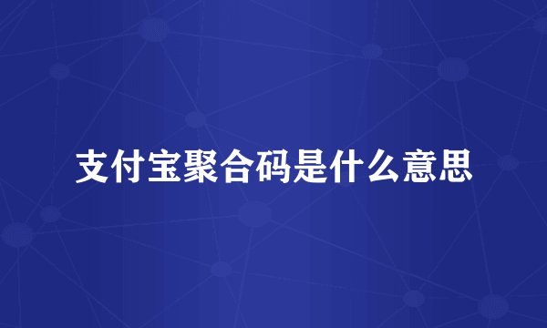 支付宝聚合码是什么意思