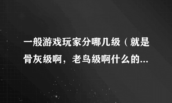 一般游戏玩家分哪几级（就是骨灰级啊，老鸟级啊什么的，要按顺序写，还有分别什么意思）