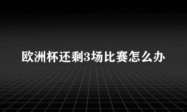 欧洲杯还剩3场比赛怎么办