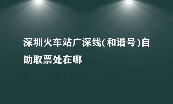 深圳火车站广深线(和谐号)自助取票处在哪