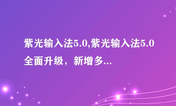 紫光输入法5.0,紫光输入法5.0全面升级，新增多项实用功能！