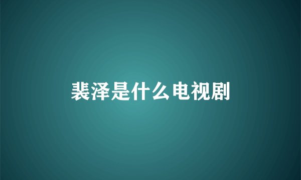 裴泽是什么电视剧
