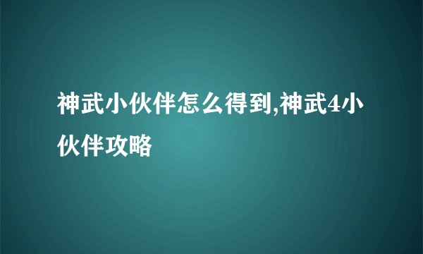 神武小伙伴怎么得到,神武4小伙伴攻略