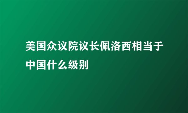 美国众议院议长佩洛西相当于中国什么级别