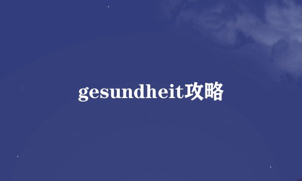 gesundheit攻略