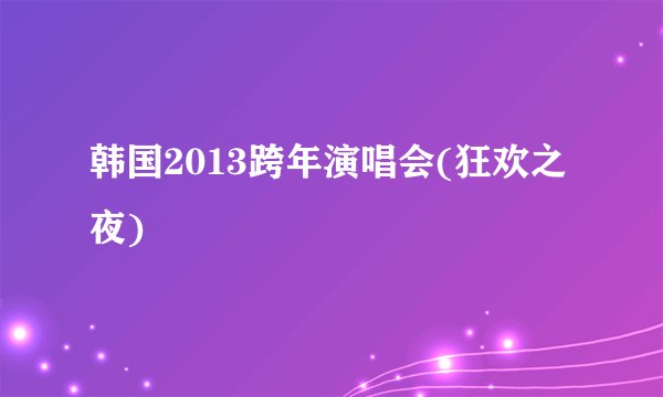 韩国2013跨年演唱会(狂欢之夜)