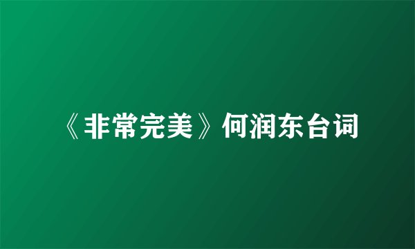 《非常完美》何润东台词