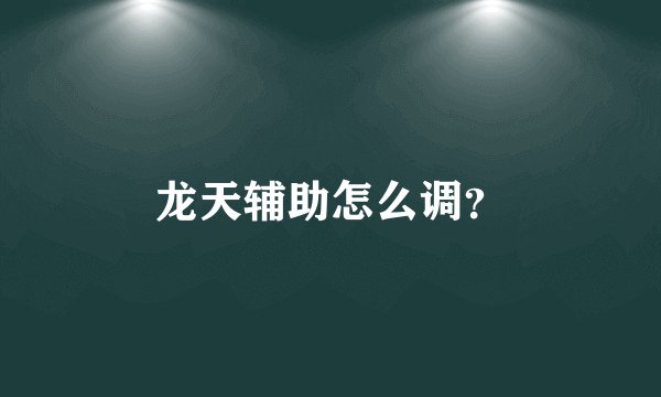 龙天辅助怎么调？