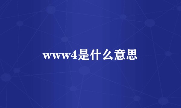 www4是什么意思